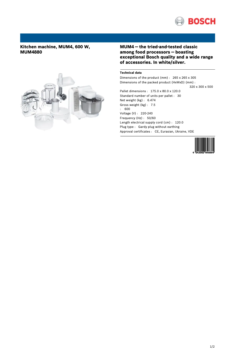 First page image of the manual for MUM4880