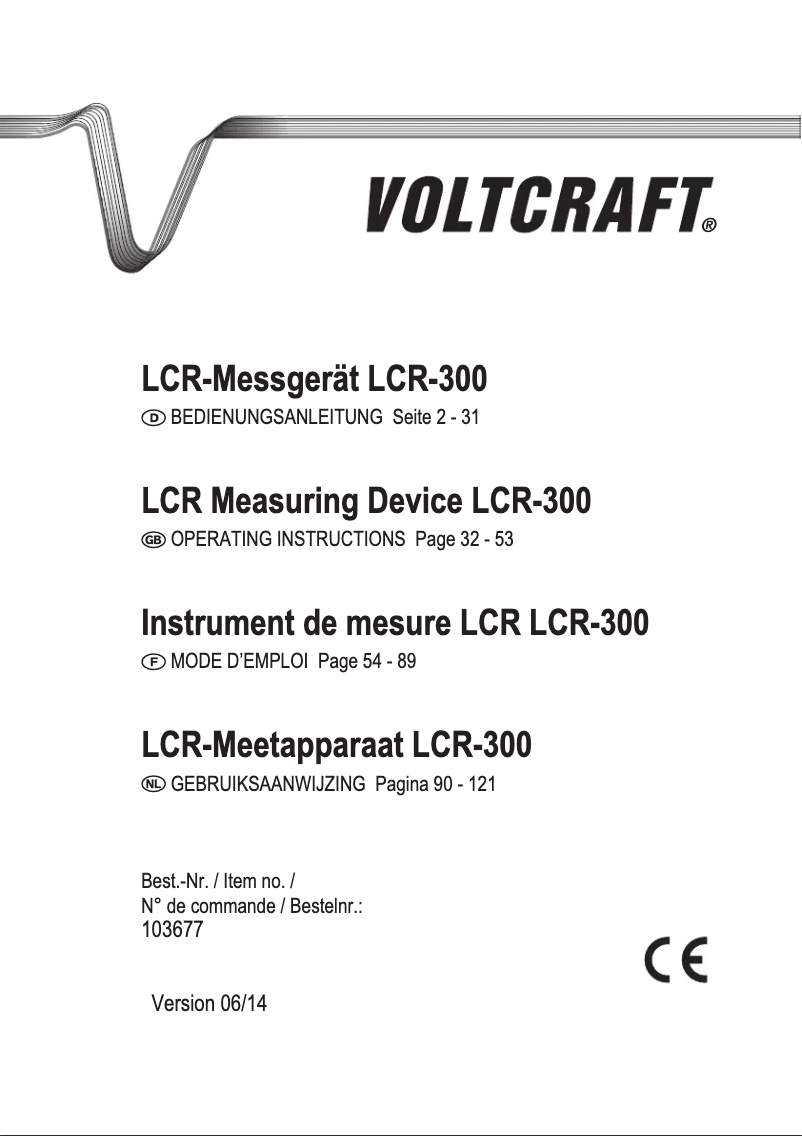 Page 1 of the manual User Manual Voltcraft LCR-300