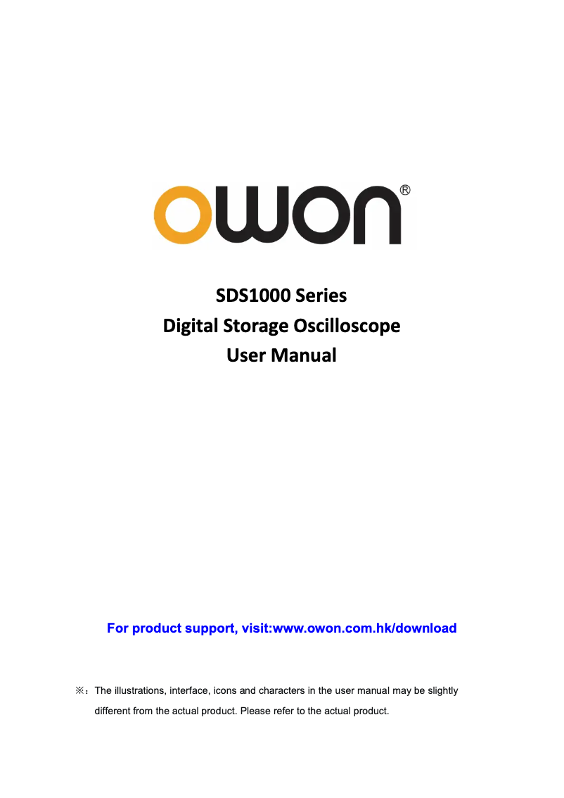Page 1 of the manual User Manual Owon SDS1000
