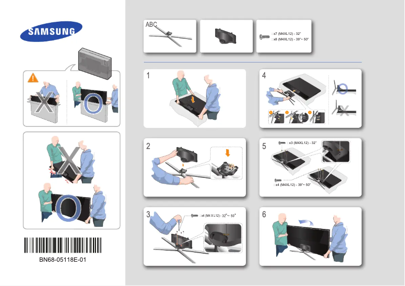 Page 1 of the manual Installation Guide Samsung UE39F5500AK