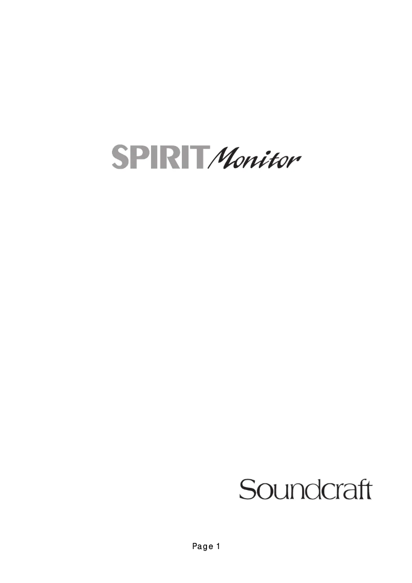 First page image of the manual for Spirit Monitor