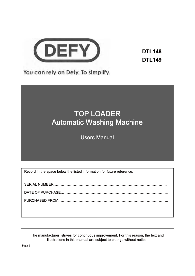 First page image of the manual for DTL 148