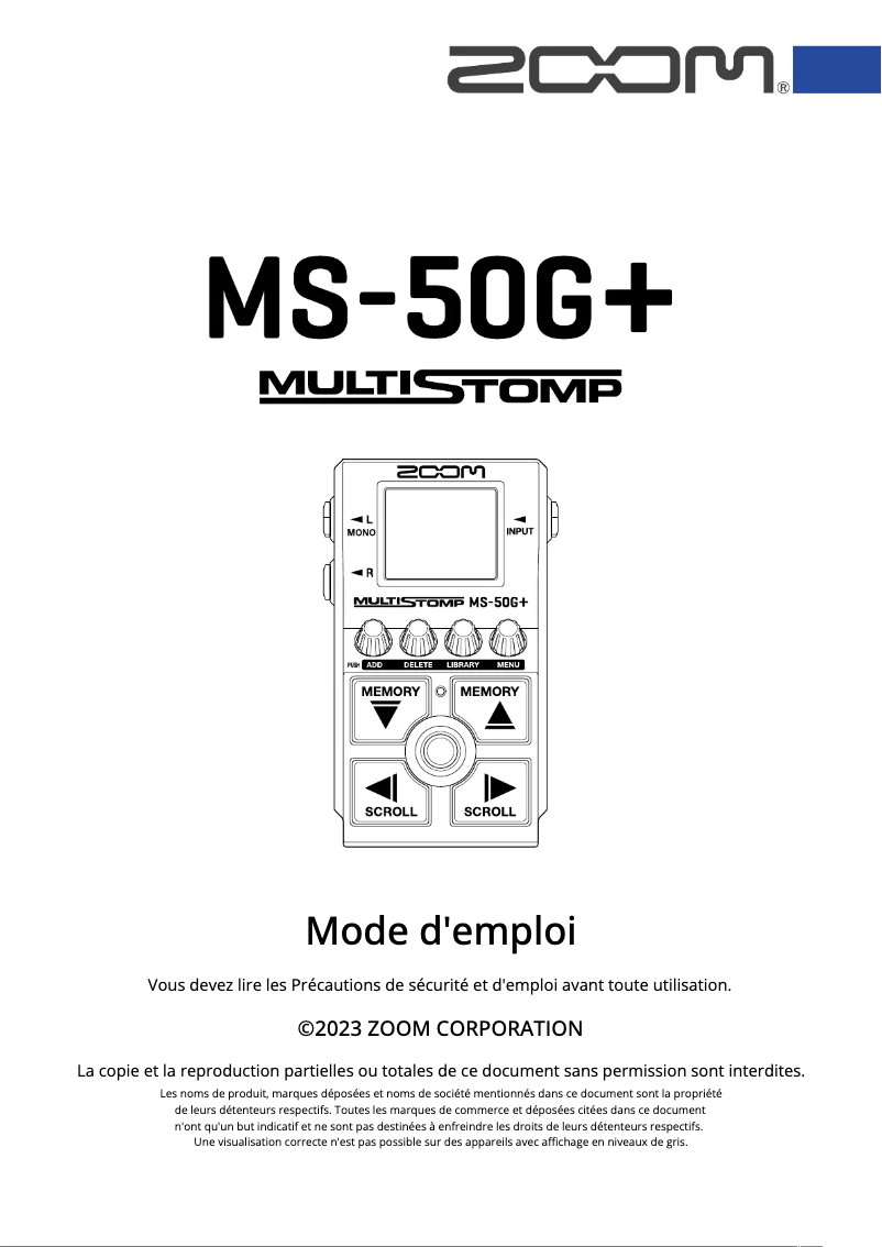 First page image of the manual for MultiStomp MS-50G