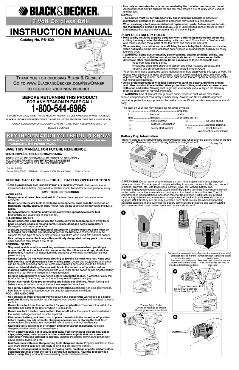 Page 1 of the manual User Manual Black & Decker PS1800