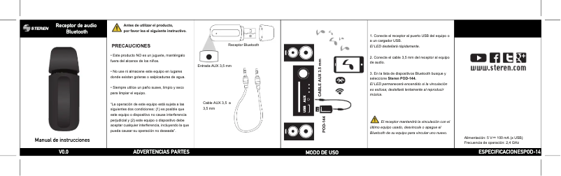 Page 1 of the manual User Manual Steren POD-144
