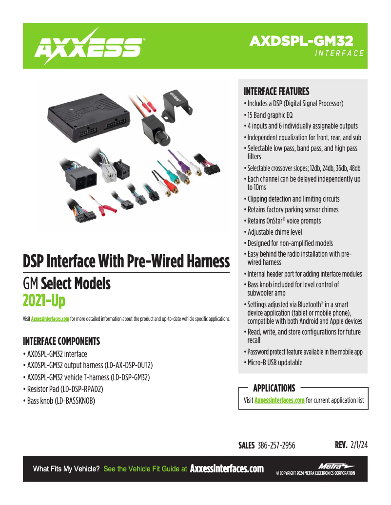 Page 1 of the manual Technical Sheet AXESS AXDSPL-GM32