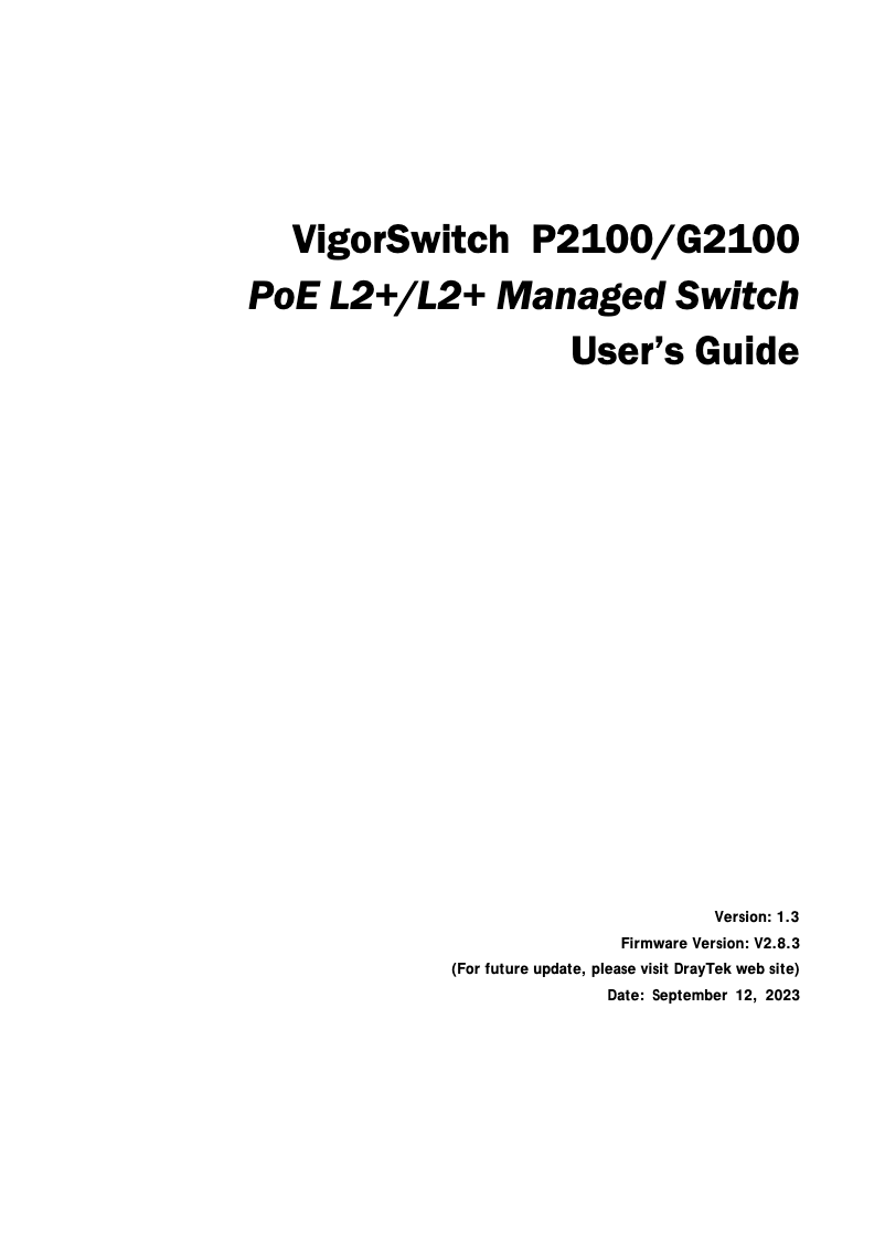 Page 1 of the manual User Manual Draytek VigorSwitch P2100