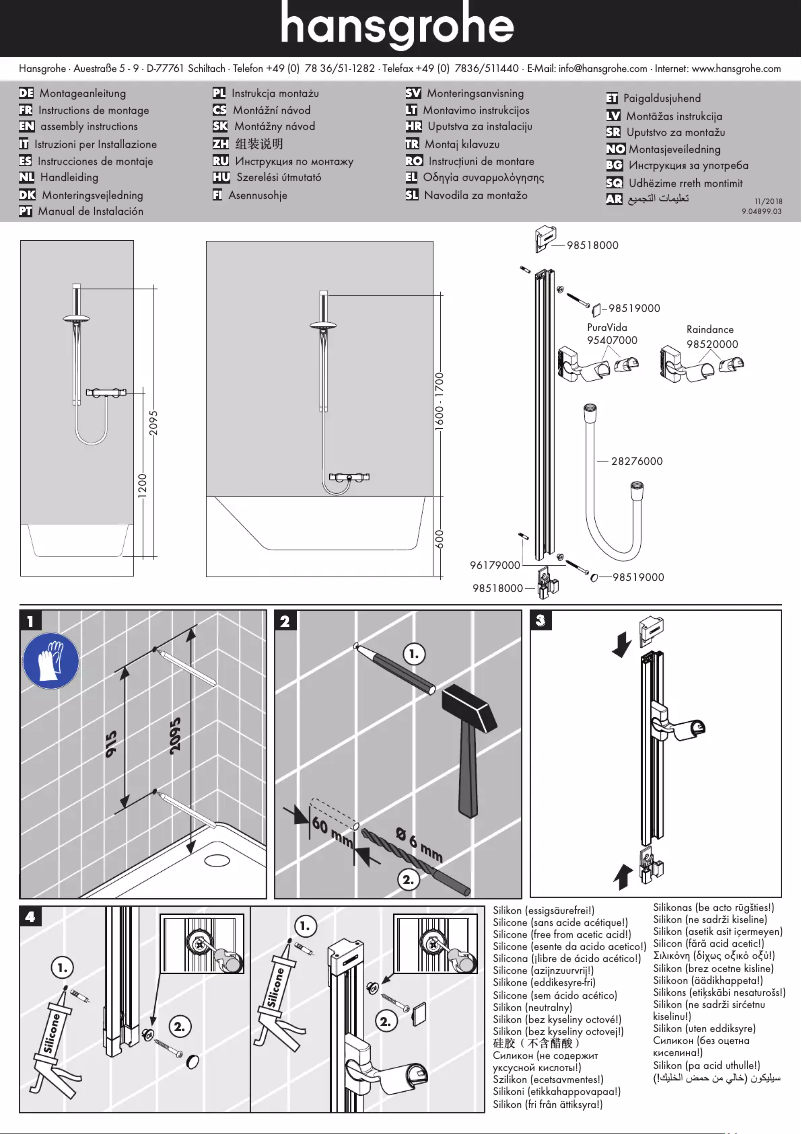 Page 1 of the manual User Manual Hansgrohe Unica 27844000