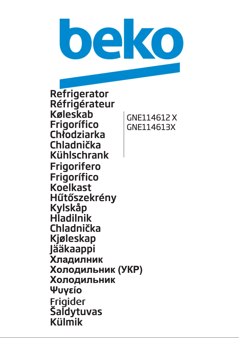 Page 1 of the manual User Manual Beko GNE114612X