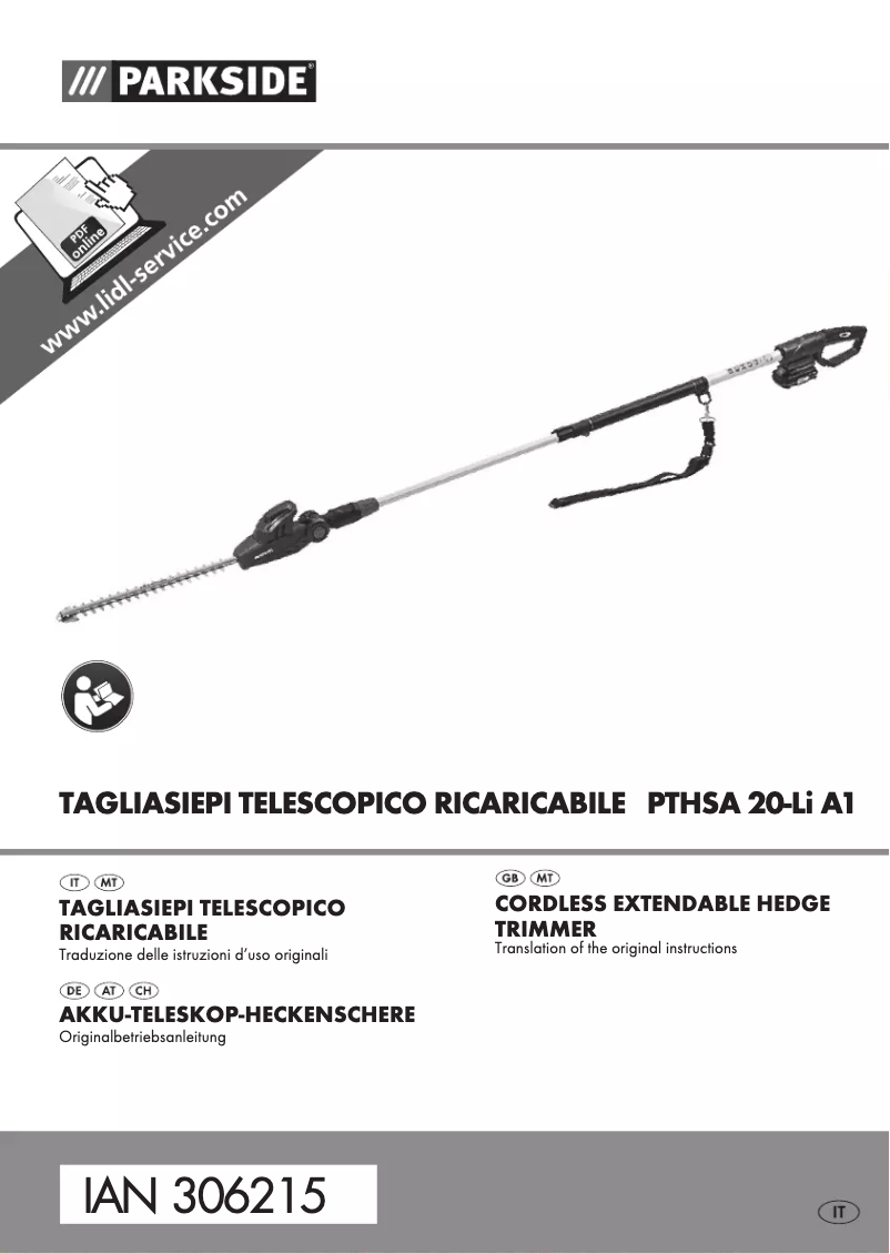 First page image of the manual for PTHSA 20-Li A1