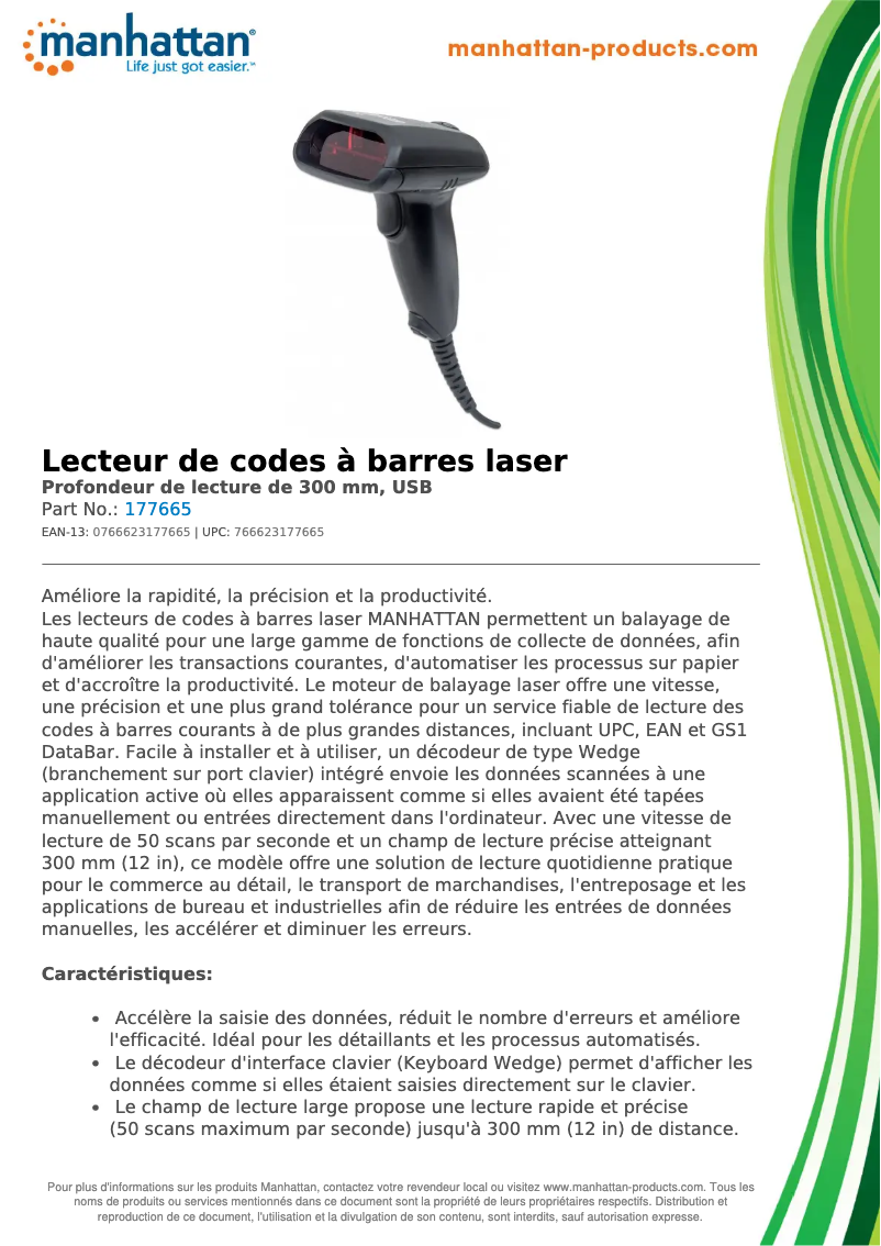 Page 1 of the manual Technical Sheet Manhattan 177665