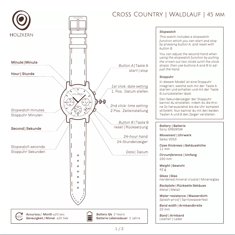 First page image of the manual for Gebirgsbach