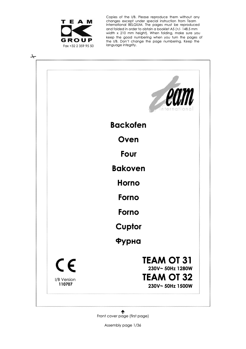 Image de la première page du manuel de l'appareil OT 31