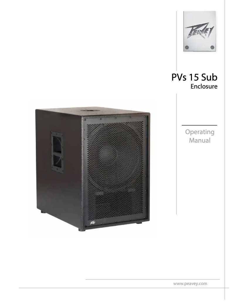 Page 1 of the manual User Manual Peavey PVs 15