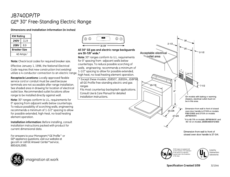 First page image of the manual for JB740DPBB