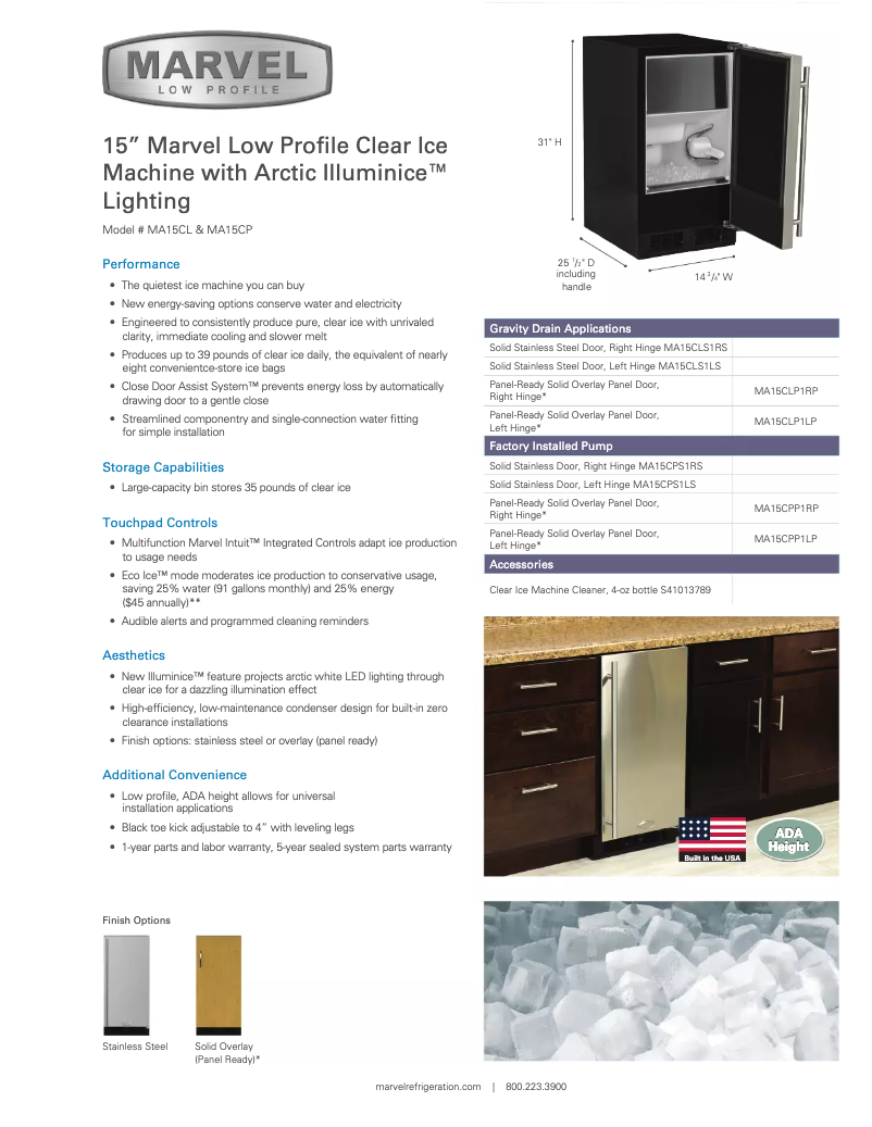 Page 1 of the manual User Manual Marvel MA15CL1L