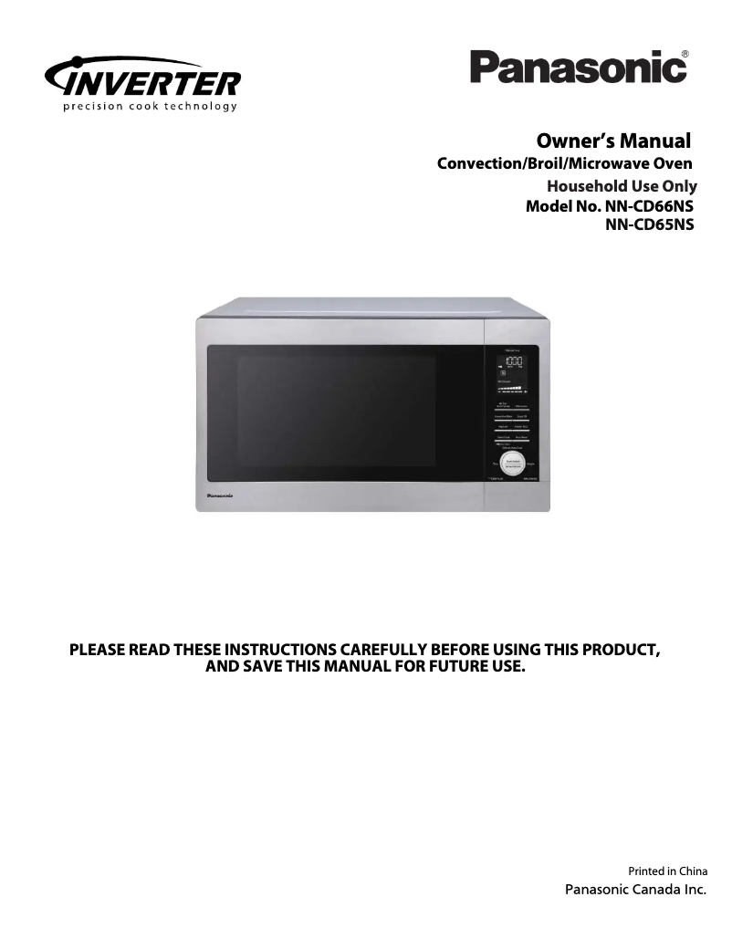 Page 1 of the manual User Manual Panasonic NN-CD66NS