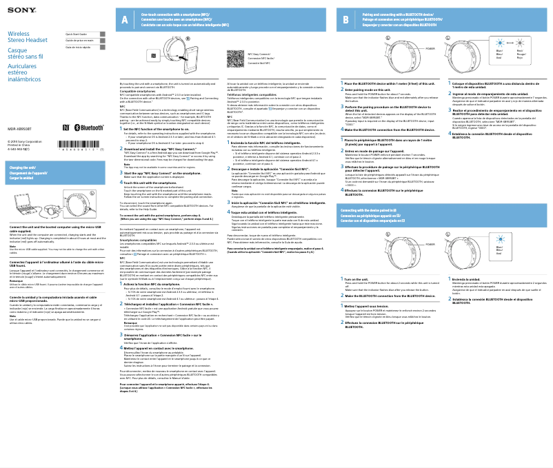 Page 1 of the manual Installation Guide Sony MDR-XB950BT