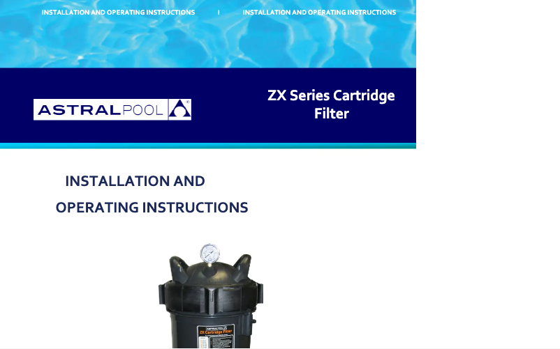 Page 1 of the manual User Manual AstralPool ZX 100