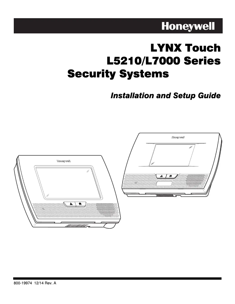 First page image of the manual for LYNX Touch L5210