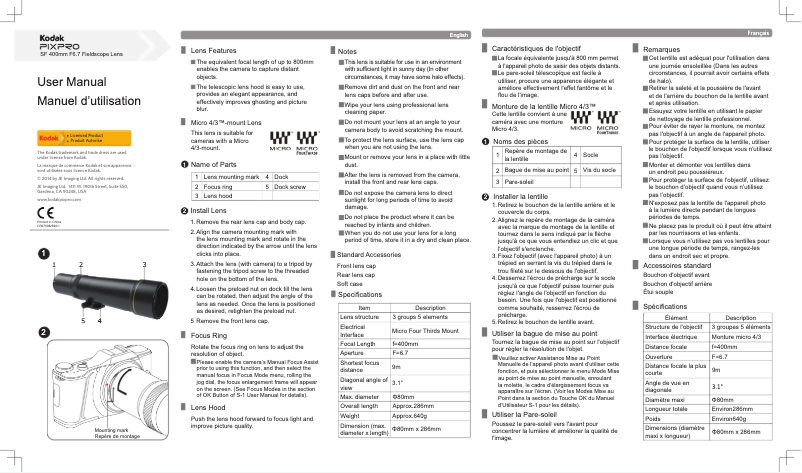 Page 1 of the manual User Manual Kodak Pixpro S-1