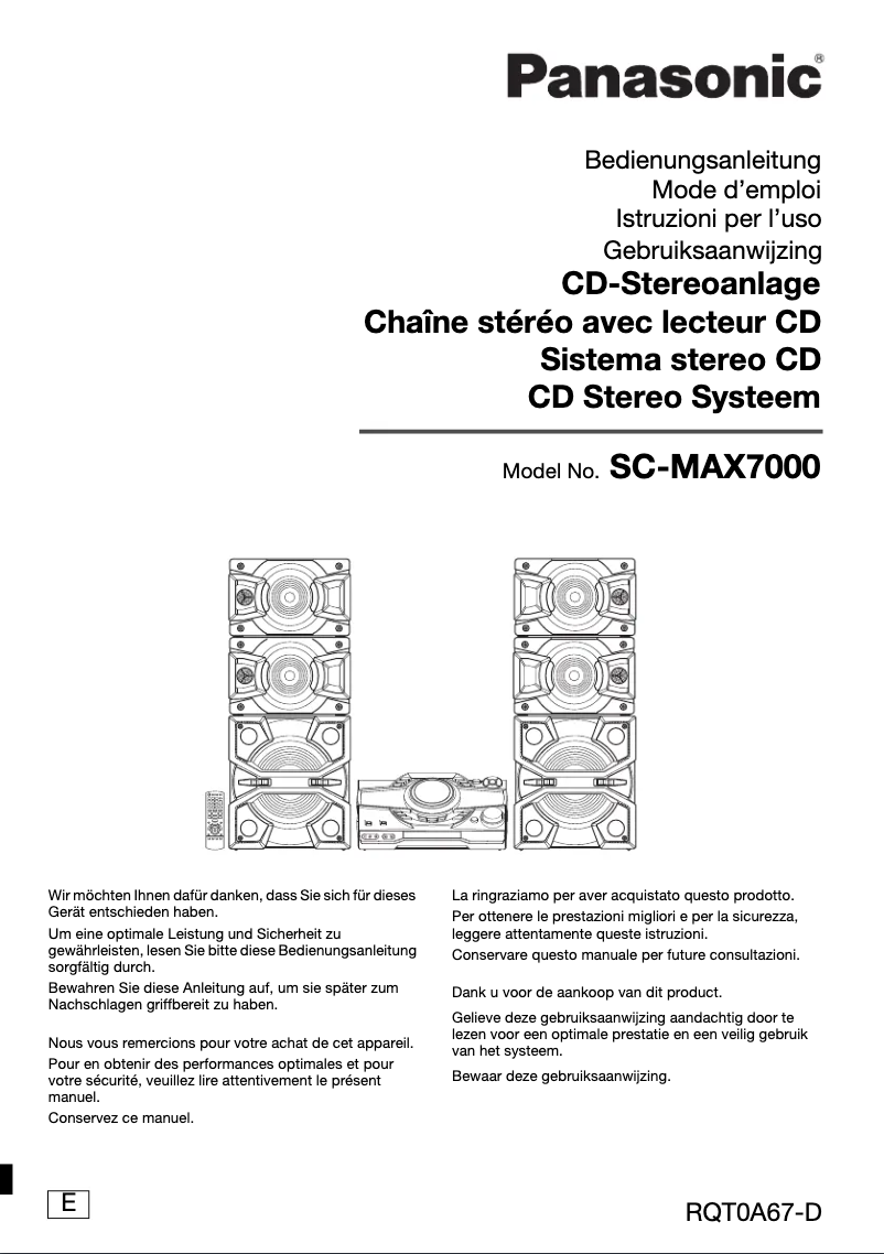 First page image of the manual for SC-MAX7000