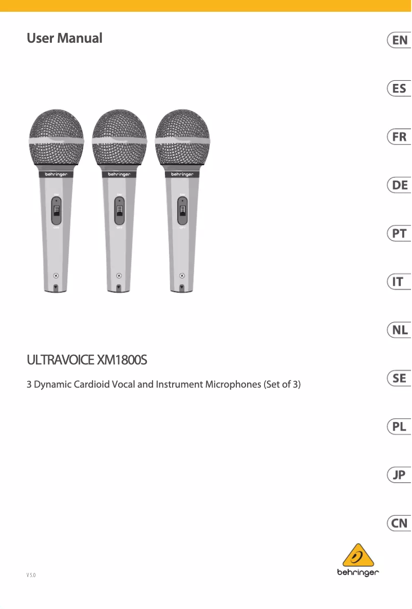 Page 1 of the manual User Manual Behringer XM1800S
