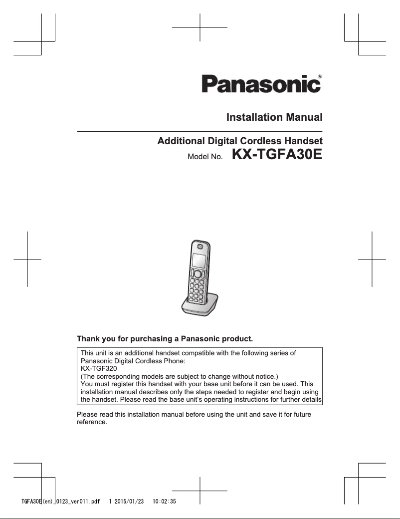 First page image of the manual for KX-TGFA30E