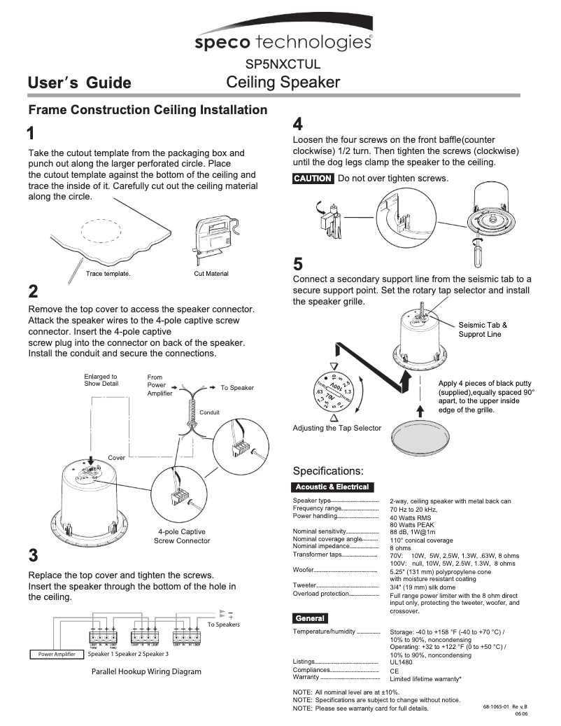 Page 1 of the manual User Manual Speco Technologies SP5NXCTUL