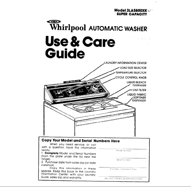 Page 1 of the manual User Manual Whirlpool 3LA5800XK