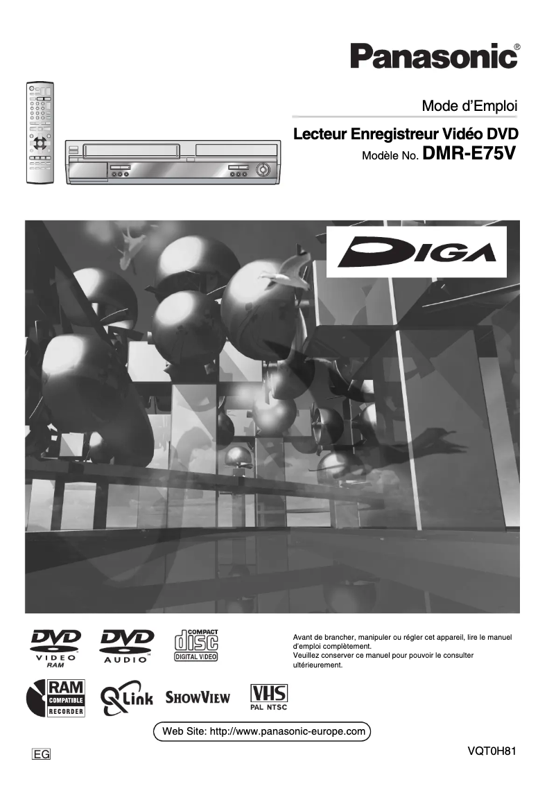 Page 1 of the manual User Manual Panasonic DMR-E75V