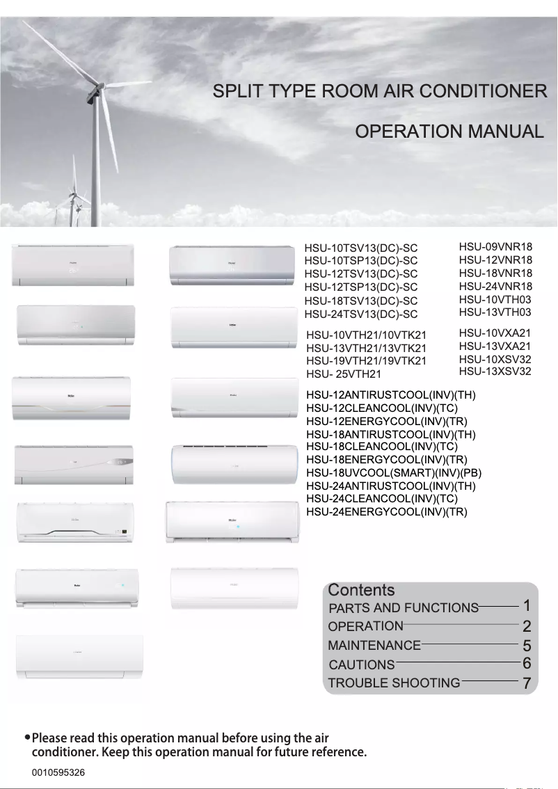 Page 1 of the manual User Manual Haier HSU-13VXA21