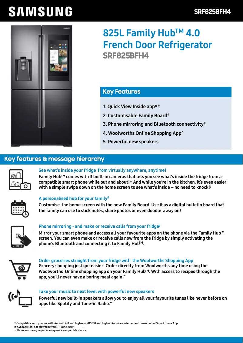 First page image of the manual for SRF825BFH4