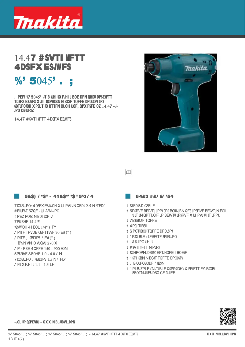 Page 1 of the manual Technical Sheet Makita DFT045FMZ