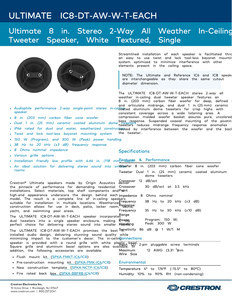 Image de la première page du manuel de l'appareil ULTIMATE IC8-DT-AW-W-T-EACH