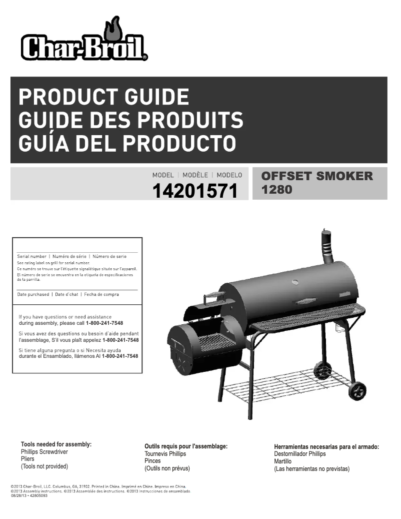 Page 1 of the manual Use and Maintenance Manual Char-Broil Offset BBQ Smoker 1280