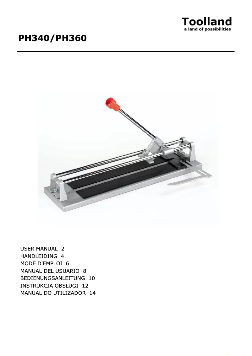 Page 1 of the manual User Manual Toolland PH340