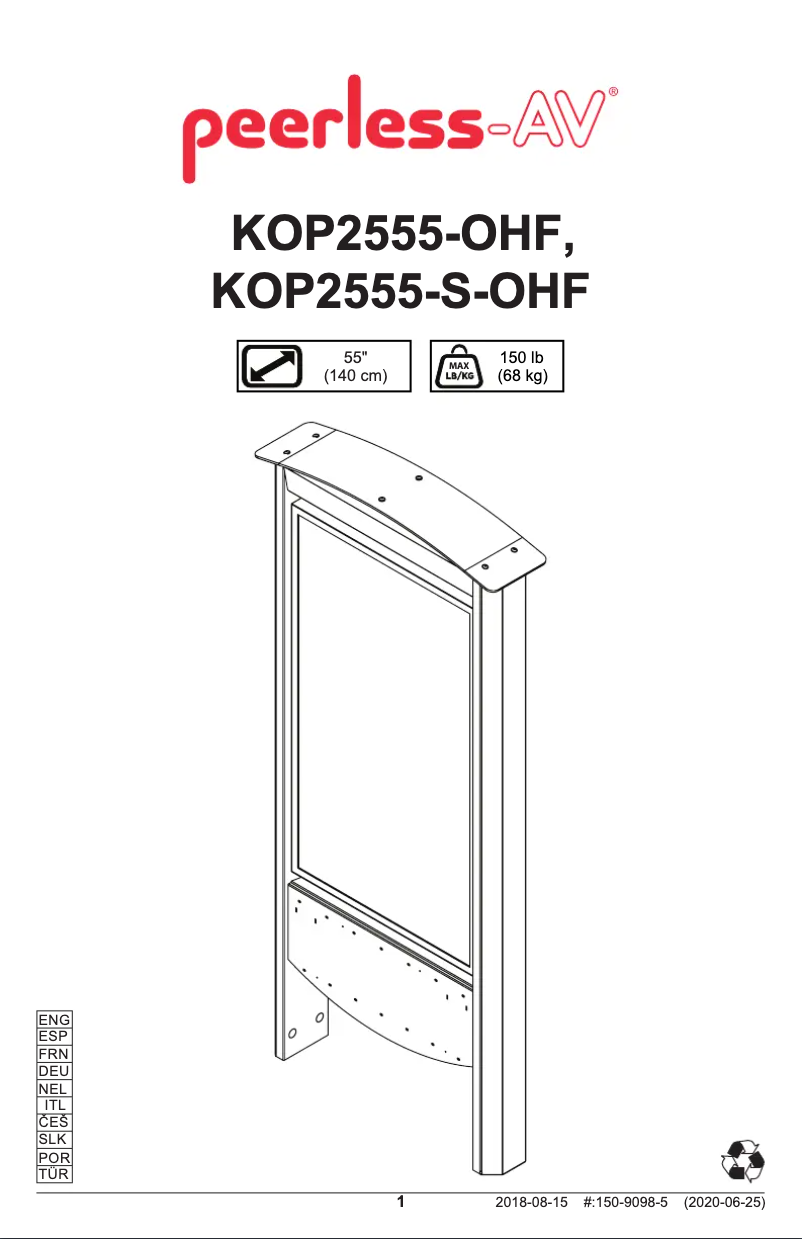 Page 1 of the manual User Manual Peerless-AV KOP2555-S-OHF