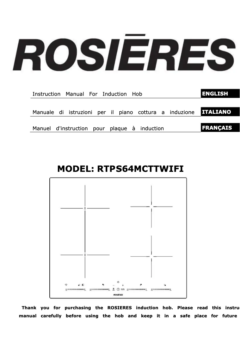 Page 1 of the manual User Manual Rosieres RTPS64MCTTWIFI