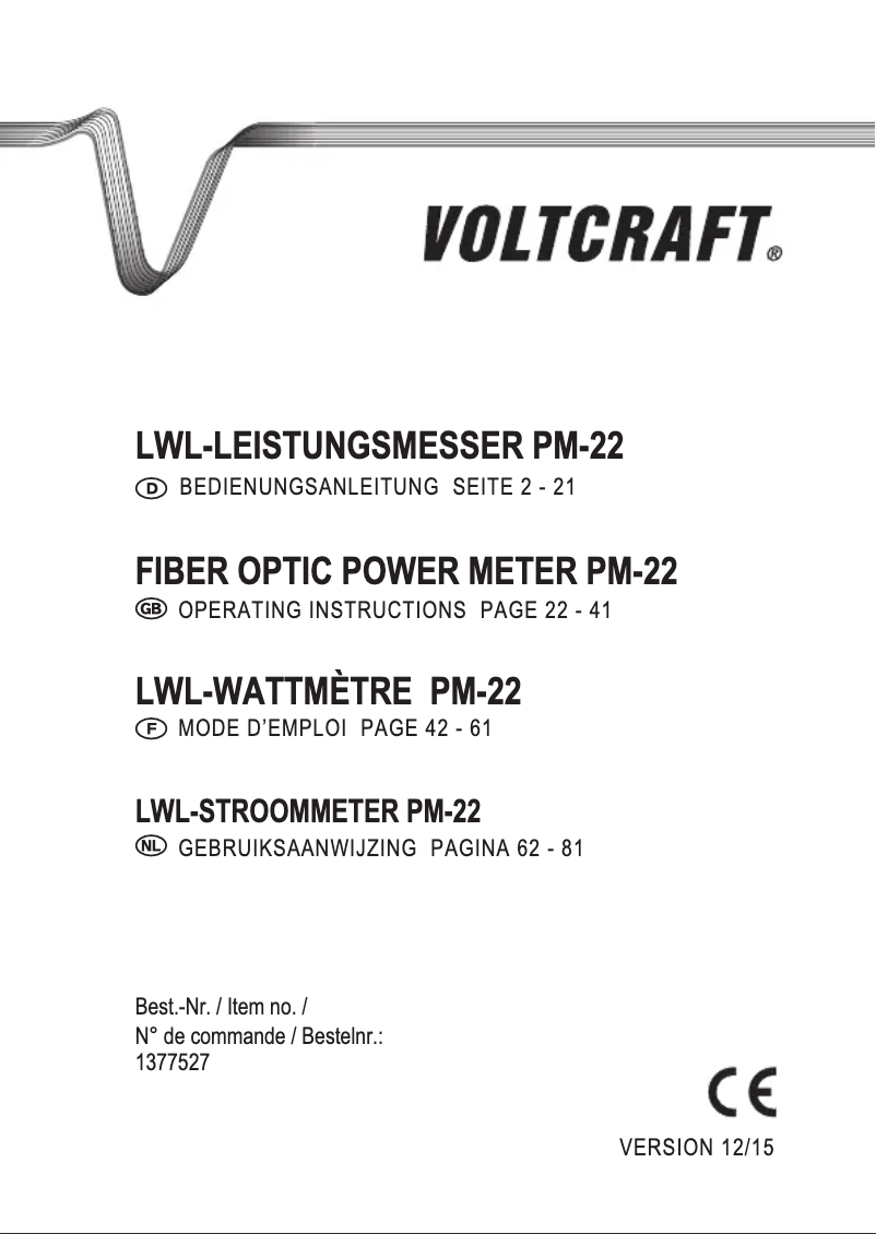 Page 1 of the manual User Manual Voltcraft PM-22