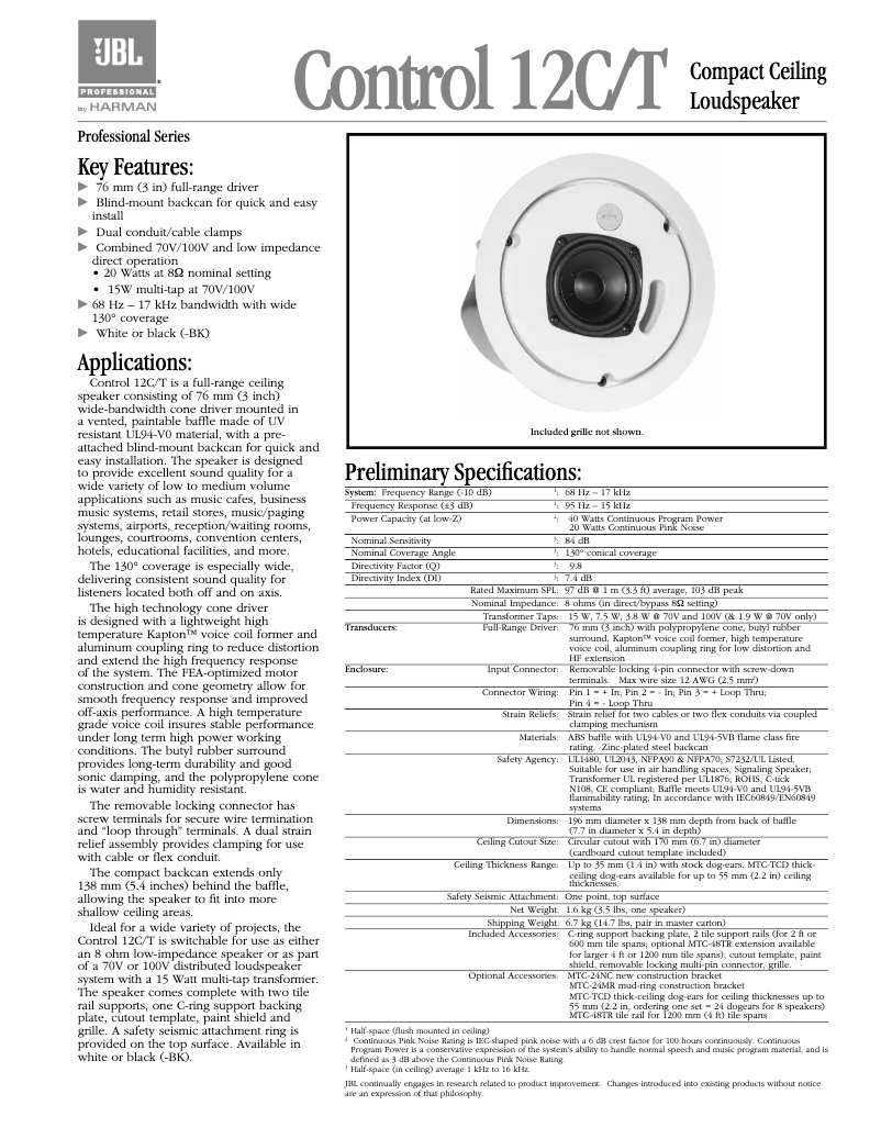 First page image of the manual for Control 12C/T