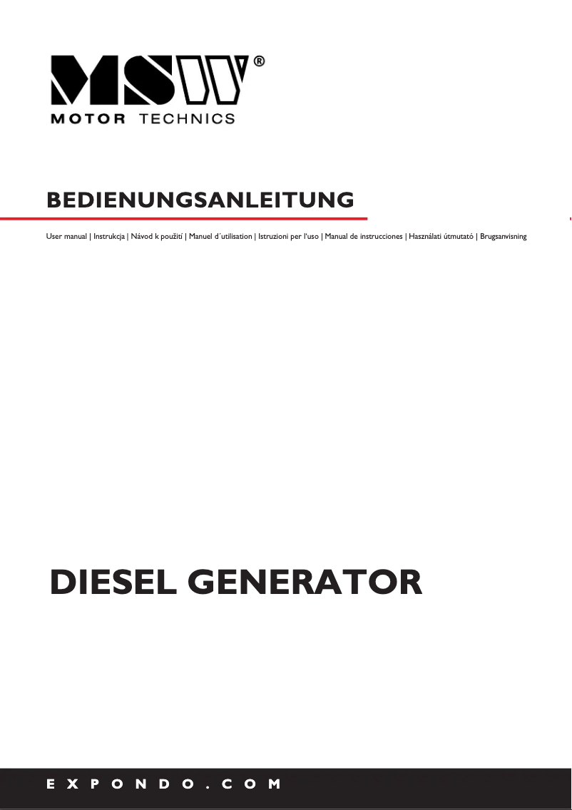 Page 1 of the manual User Manual MSW MSW-AVR 8500S MAX EURO5