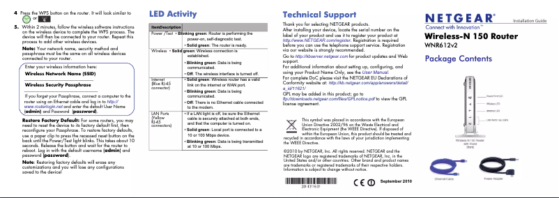 Page 1 of the manual Installation Guide Netgear WNR612v2