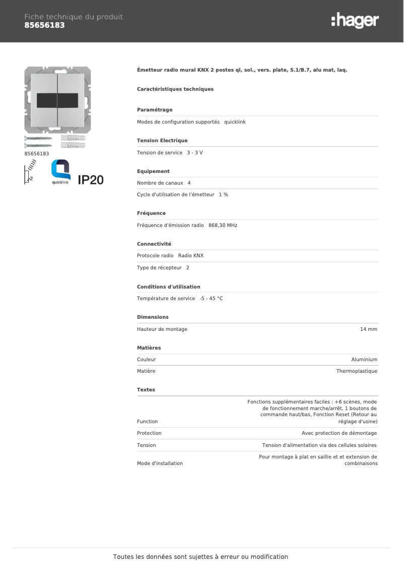 First page image of the manual for 85656183