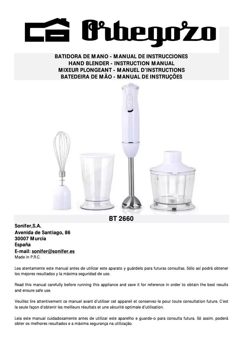 First page image of the manual for BT 2660