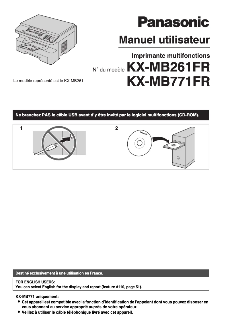 First page image of the manual for KX-MB261FR