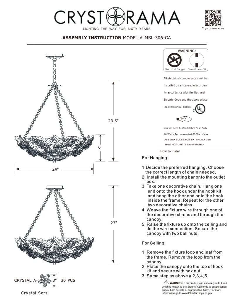 First page image of the manual for Marselle MSL-306-GA