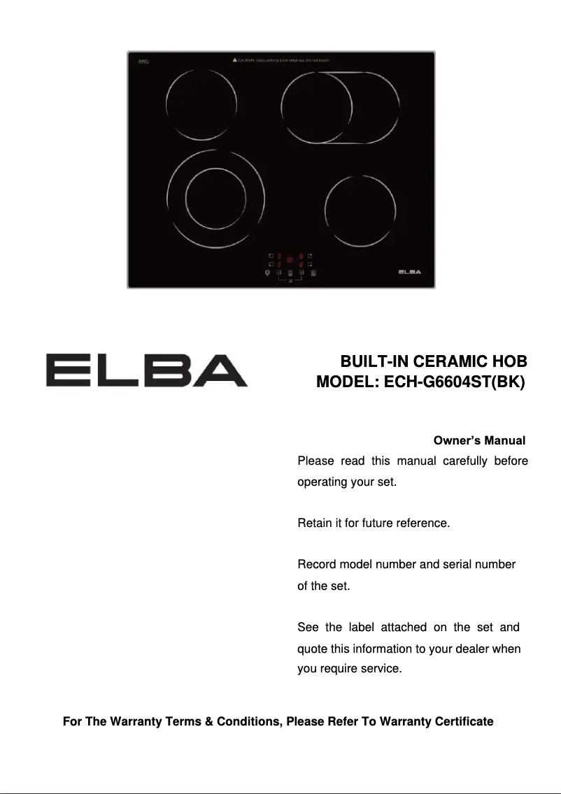 Page 1 of the manual User Manual Elba ECH-G6604ST(BK)