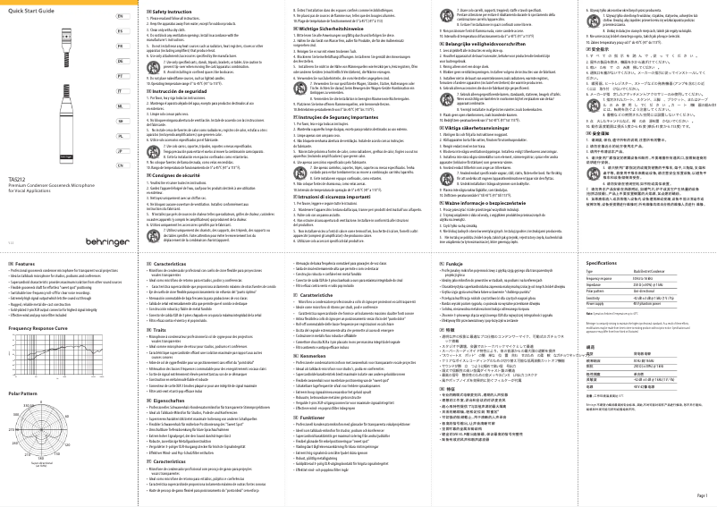 Page 1 of the manual User Manual Behringer TA5212