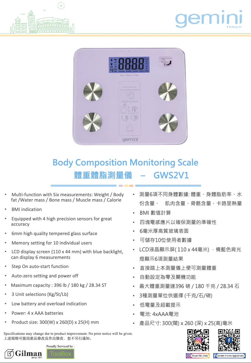 Page 1 of the manual Catalogue Gemini GWS2V1